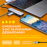 Адаптер 4в1, usb хаб для ноутбука: 4K HDMI 2x USB 3.0 5Gb/s PD (Hub-4/1), фото 7