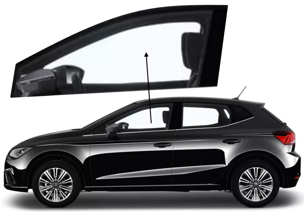 Бічне скло Seat Ibiza 2017-2025 передніх дверей ліве, фото 1