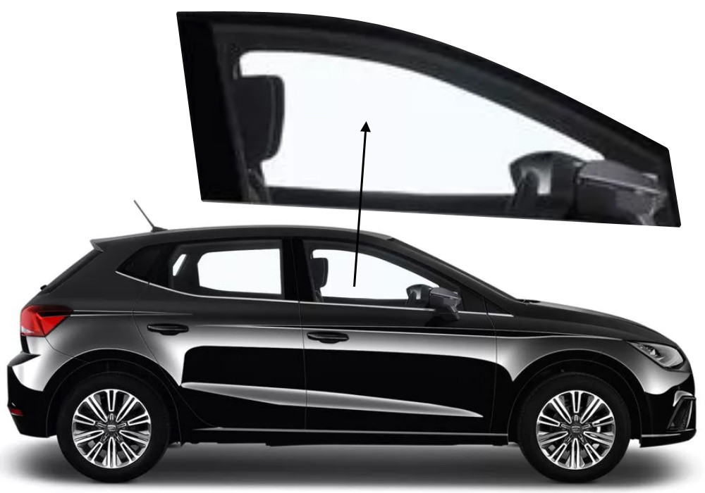 Бічне скло Seat Ibiza 2017-2025 передніх дверей праве, фото 1