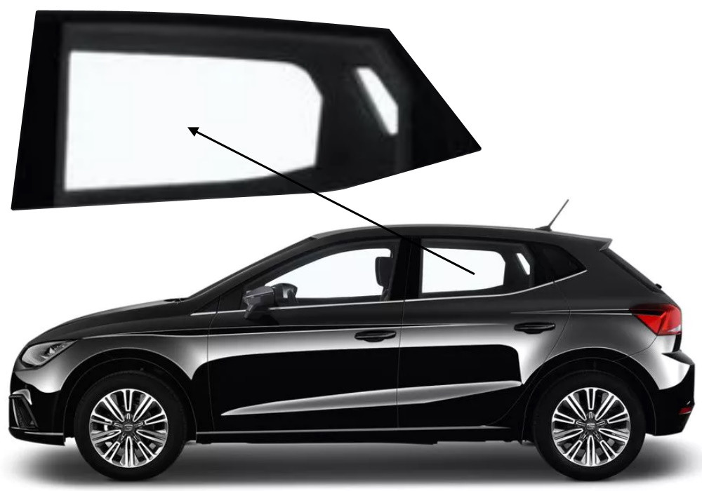 Бічне скло Seat Ibiza 2017-2025 задніх дверей ліве, фото 1