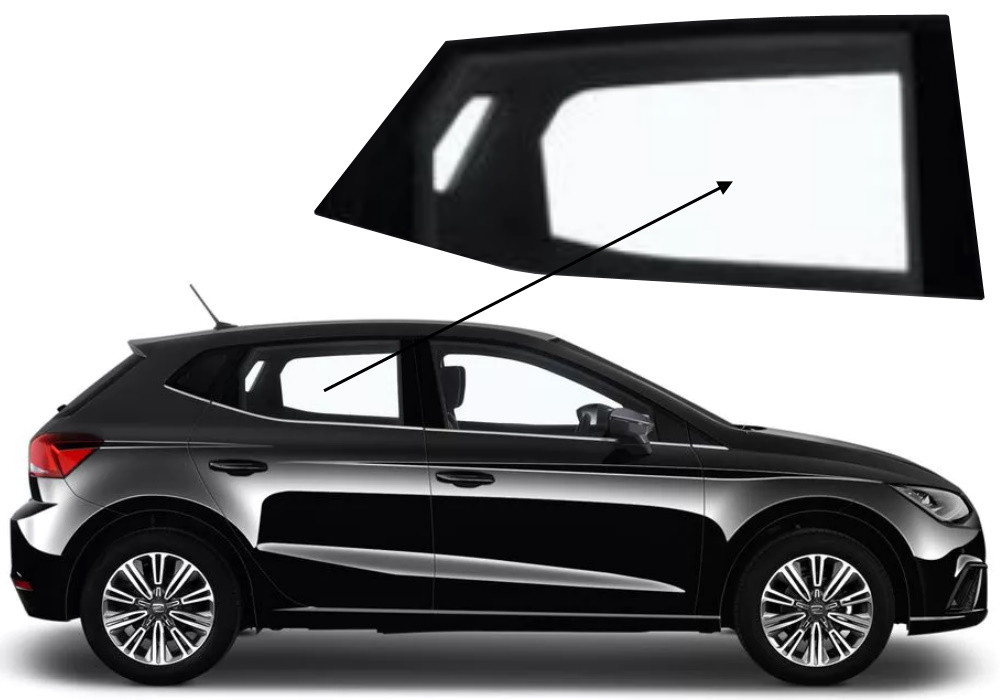 Бічне скло Seat Ibiza 2017-2025 задніх дверей праве, фото 1
