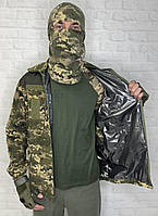 Флисовая кофта с подогревом от PowerBank и термо подкладкой Omni Heat. Пиксель 48-56