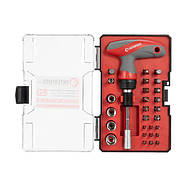 Викрутка Т-подібна з храповим механізмом і комплектом насадок 29 од. INTERTOOL VT-3330, фото 2