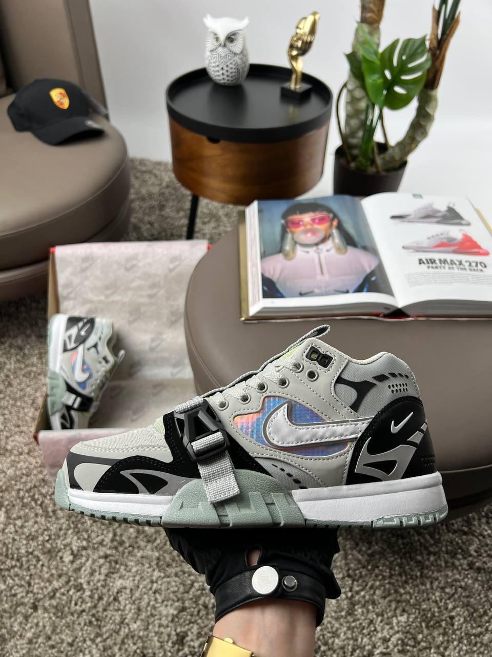 Чоловічі кросівки Nike Air Trainer 1 SP Grey White, кеди Найк шкіра текстиль водовідштовхувальний. Чоловіче взуття