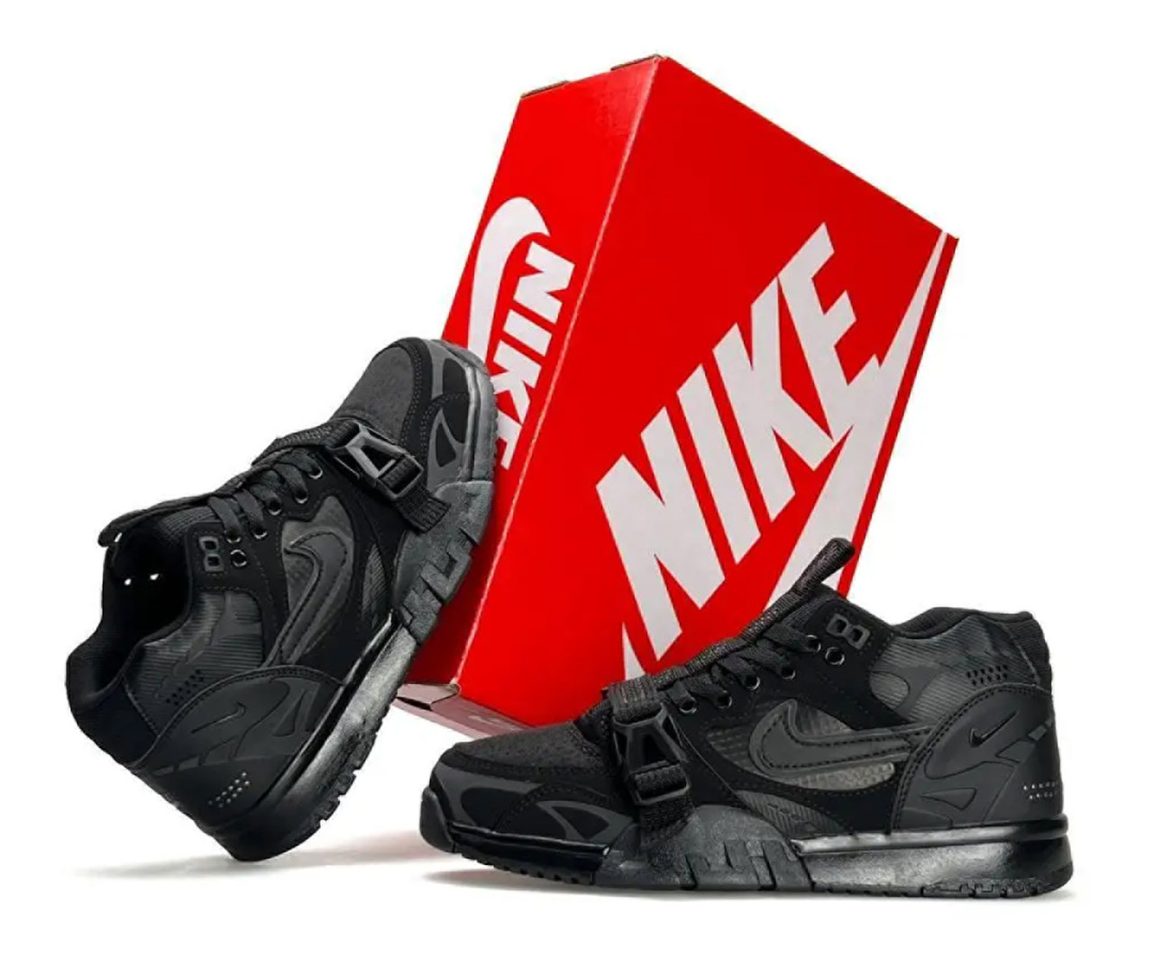 Чоловічі кросівки Nike Air Trainer 1 SP Black, кеди Найк чорні шкіра текстиль водовідштовхувальний. Чоловіче взуття