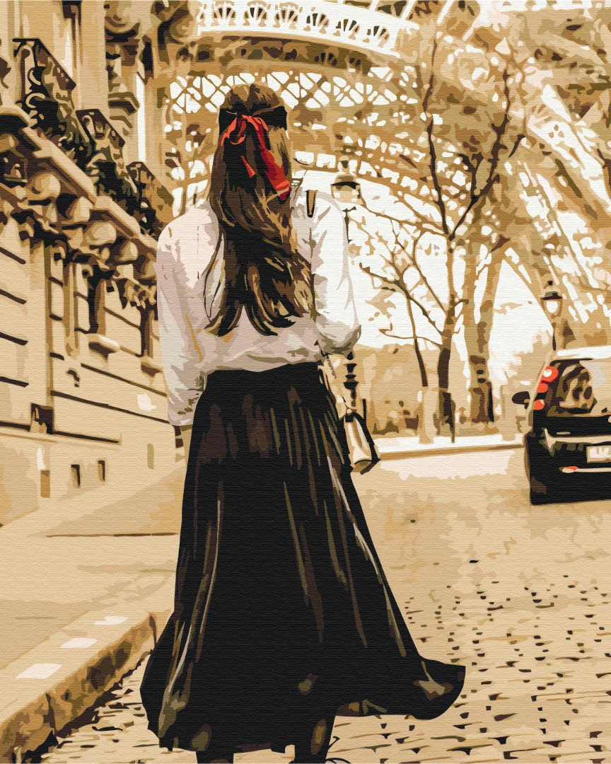 Картини за номерами 40×50. Леді на вулицях Парижу. Brushme 2368, фото 1
