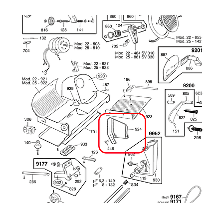 Захист пластиковий 924 з кріпильними гвинтами для слайсера RGV, Beckers, Amatis 220-250-275, фото 2