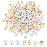 Намистини Акрил Алфавіт 7х4 мм 50 грам Плоскі Круглі Білий