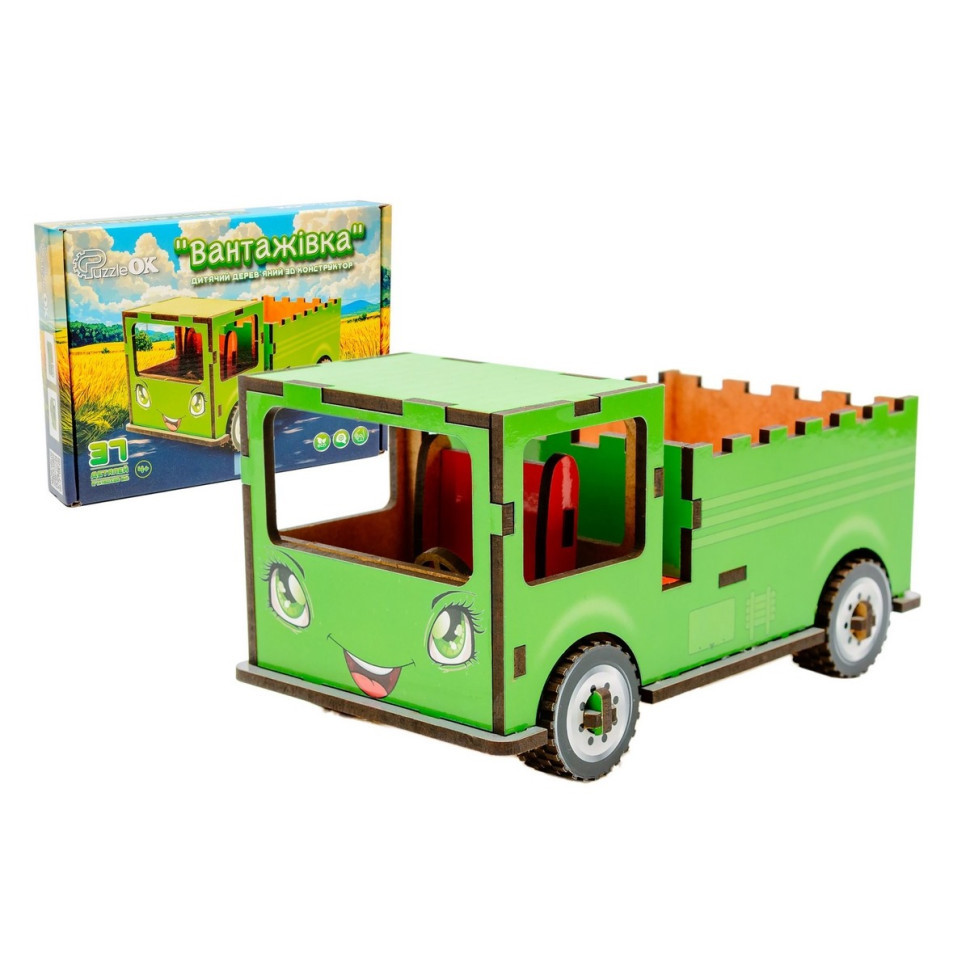 Дитячий дерев'яний 3D конструктор "Вантажівка" Puz-00929, 37 деталей, фото 1