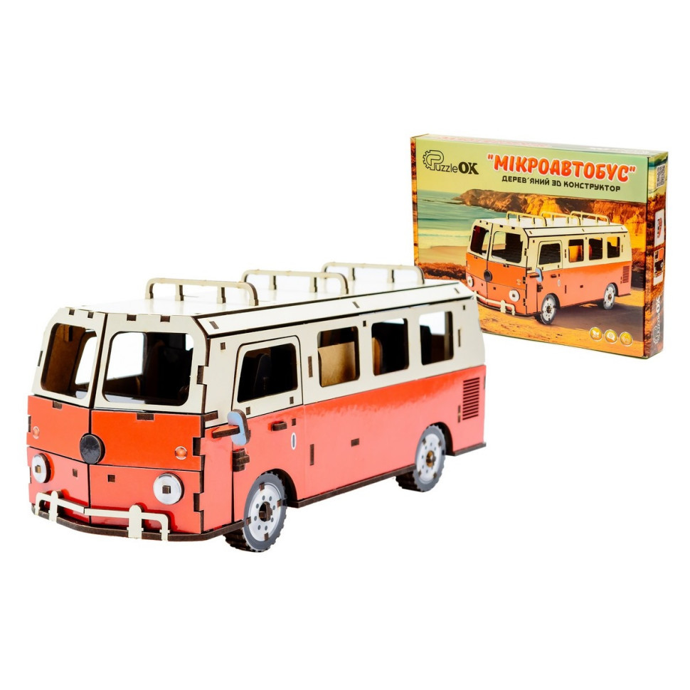 Дерев'яний 3D конструктор "Мікроавтобус" Puz-00926, 156 деталей, фото 1
