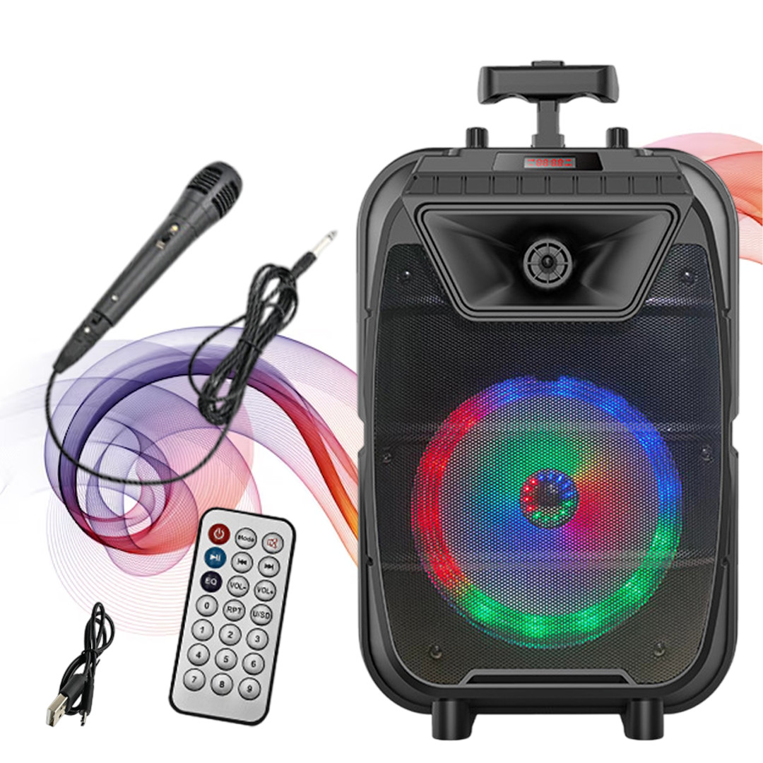 Портативна колонка Bluetooth на акумуляторі з підсвічуванням, мікрофоном та пультом ZQS8121, фото 1