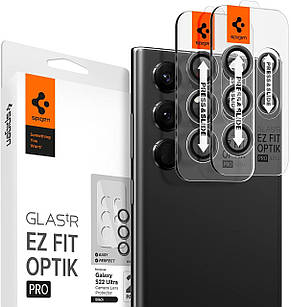 Захисне скло для камери Spigen GLAStR EZ Fit Optik Pro 2-Pack Black для Samsung Galaxy S22 Ultra AGL04751