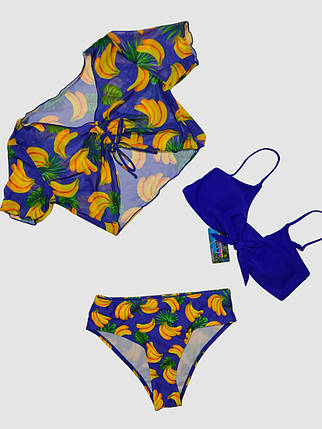 Дитячий підлітковий купальник із накидкою Z.Five 2217 синій 32 34 36 38 40 розмір, зріст 120-160 см, фото 1