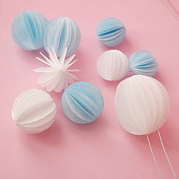 Вафельний декор Slado  "Кулі/cфери блакитно-білі" 9 шт.