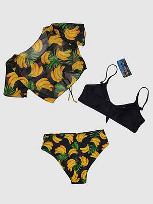 Дитячий підлітковий купальник із накидкою Z.Five 2217 чорний 32 34 36 38 40 розмір, зріст 120-160 см, фото 2