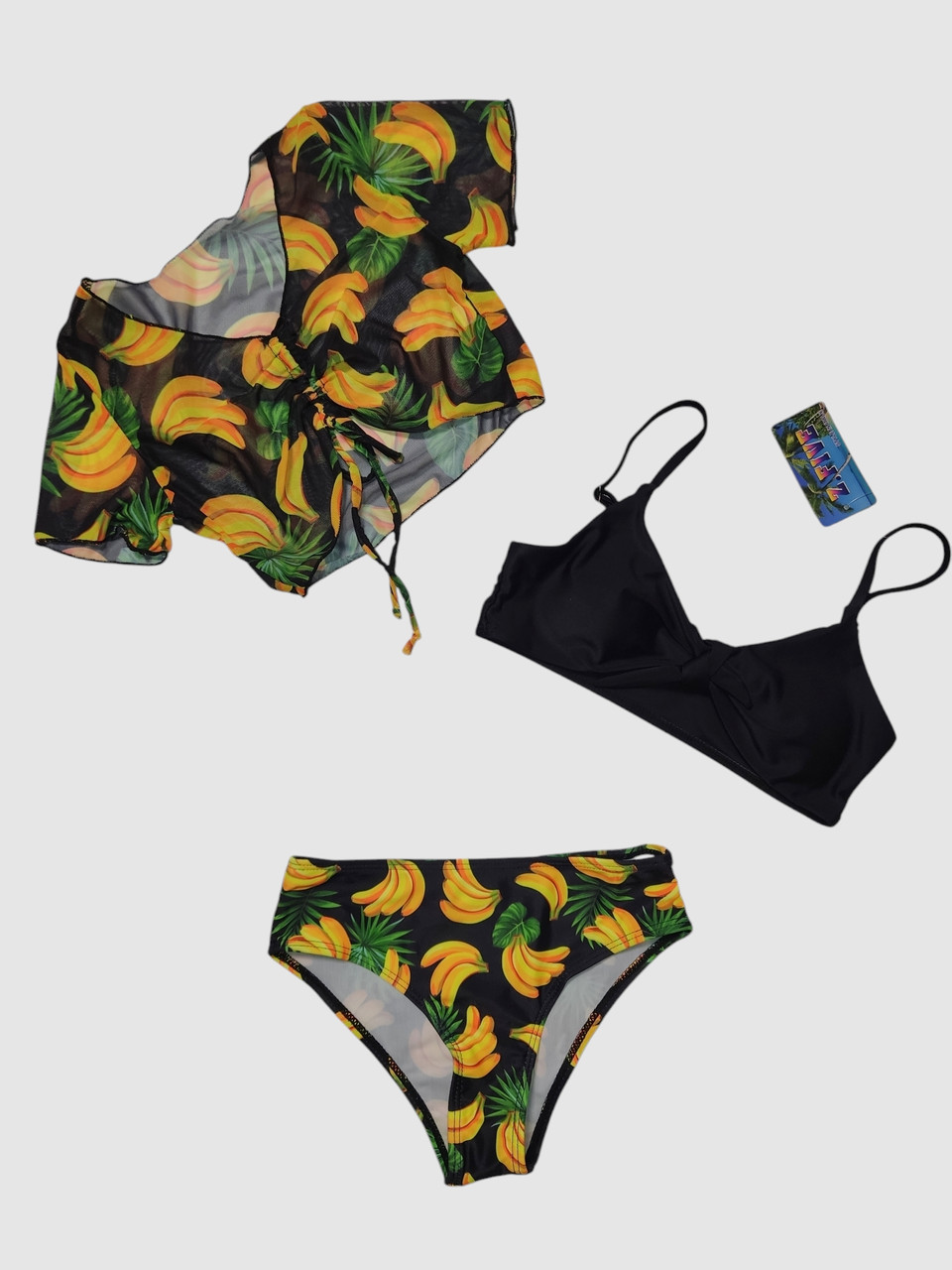 Дитячий підлітковий купальник із накидкою Z.Five 2217 чорний 32 34 36 38 40 розмір, зріст 120-160 см