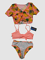 Дитячий підлітковий купальник з накидкою Z.Five 2217 персиковий 32 34 36 38 40 розмір, зріст 120-160 см, фото 4