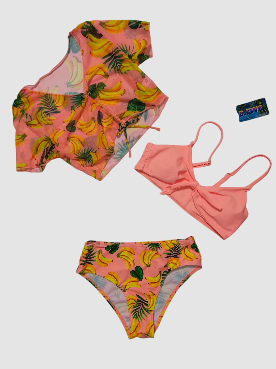 Дитячий підлітковий купальник з накидкою Z.Five 2217 персиковий 32 34 36 38 40 розмір, зріст 120-160 см