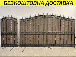 Ексклюзивні ковані ворота з профнастилом та кованими елементами