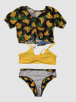 Дитячий підлітковий купальник з накидкою Z.Five 2217 жовтий 32 34 36 38 40 розмір, зріст 120-160 см, фото 3