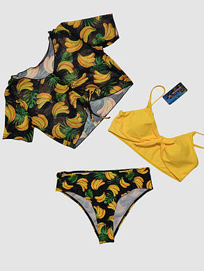 Дитячий підлітковий купальник з накидкою Z.Five 2217 жовтий 32 34 36 38 40 розмір, зріст 120-160 см, фото 1