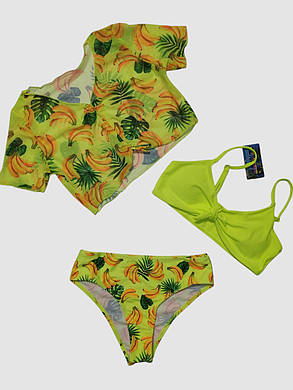 Дитячий підлітковий купальник з накидкою Z.Five 2217 лимонний 32 34 36 38 40 розмір, зріст 120-160 см, фото 1