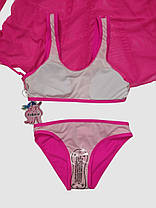 Дитячий купальник з комбінезоном однотонний Fuba 1829 малиновий 34 36 38 40 42 розмір, фото 3