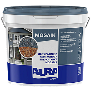 Декоративна силіконова штукатурка "мозаїка" Aura Luxpro Mosaik M15 (1,5мм), B210, 15кг, фото 1