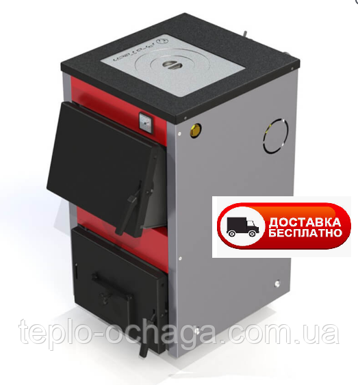 Опалювальний котел на дровах PROTECH ТТП-12С D Luxe з плитою