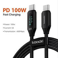 Зарядний кабель Toocki Type-C to Type-C 100W/5A довжина 1 м (чорний)
