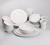 Столовий сервіз керамічний на 6 персон 39 предметів білий посуд для сервірування святкових обідів EK-77