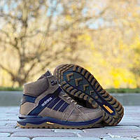 Зимние ботинки Adidas кожаные с натуральным мехом 40-45 г. коричневые тактические непромокаемые термопол EK-77