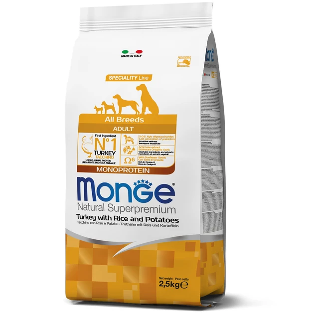 Monge Dog All breeds Adult сухий корм для собак усіх порід з індичкою, рисом та картоплею, 2,5 кг