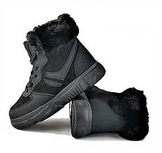 .Зимні Черевики Напівчоботи Жіночі Чорні з Мехом (розміри: 38) ВідеоОбзор — 910