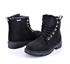 Зимові черевики Жіночі Чорні Напівчоботи на хутрі Блискавки (розміри: 36) ВідеоОбзор — 820
