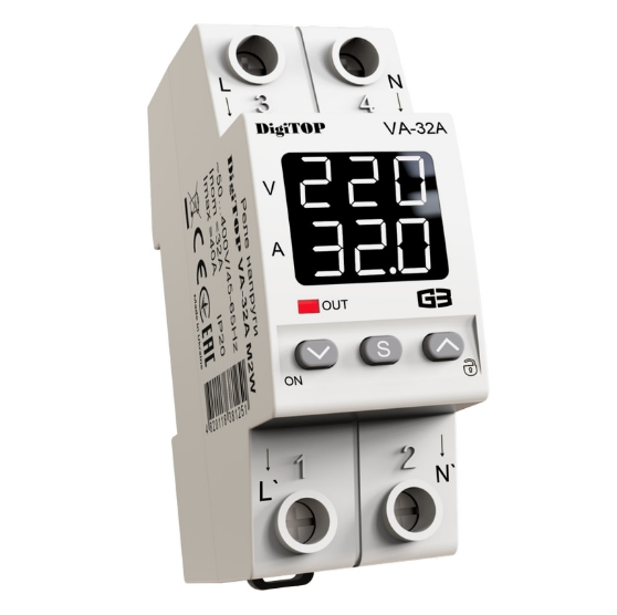 Реле напруги з контролем струму DigiTOP VA-32A M2W 4820118381251
