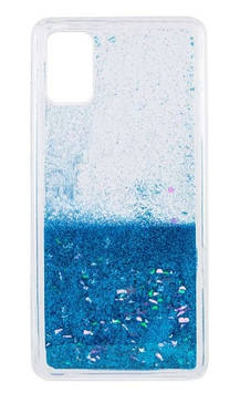 Силіконовий чохол для Samsung Galaxy A72 - Liquid hearts з блискітками, Синій