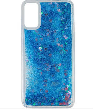 Силіконовий чохол для Samsung Galaxy A52 - Liquid hearts з блискітками, Синій