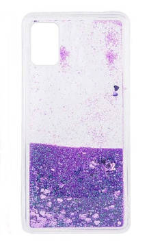 Силіконовий чохол для Samsung Galaxy A72 - Liquid hearts з блискітками, Фіолетовий