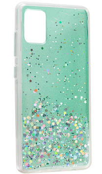 Силіконовий чохол для Samsung Galaxy A52 — Liquid hearts з блискітками, Зелений