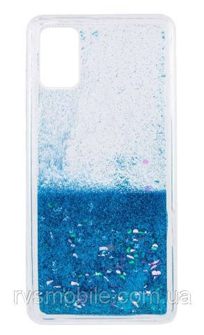 Силіконовий чохол для Samsung Galaxy A51 - Liquid hearts з блискітками, Синій