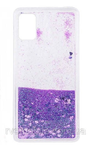 Силіконовий чохол для Samsung Galaxy A72 - Liquid hearts з блискітками, Фіолетовий