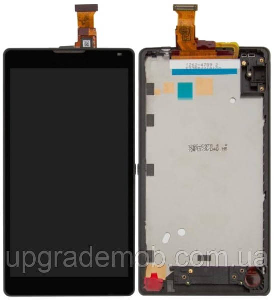 Дисплей модуль тачскрин Sony C6502 Xperia ZL L35h /C6503 /C6506 чорний з рамкою червоного кольору