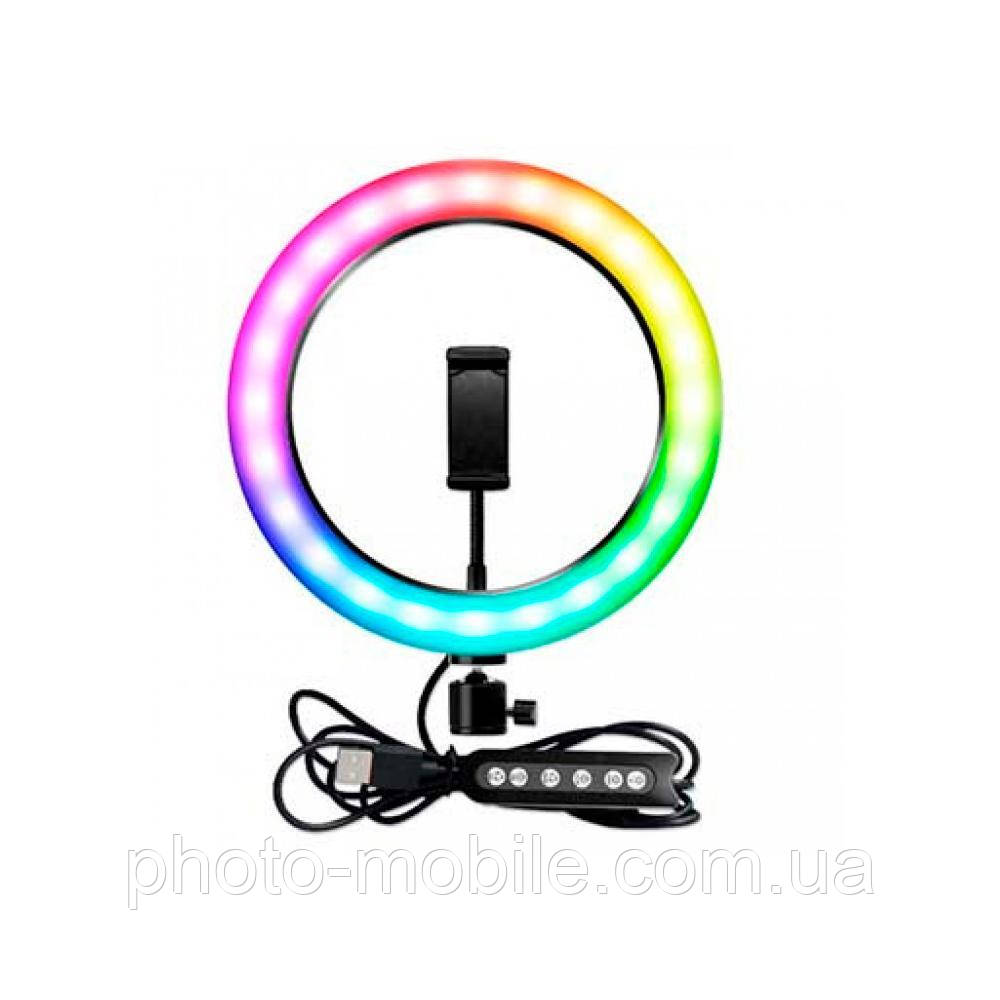 Студійне світло, кільцева світлодіодна Led Лампа (MJ26) 26 см (6 colors) із затискачем для телефону
