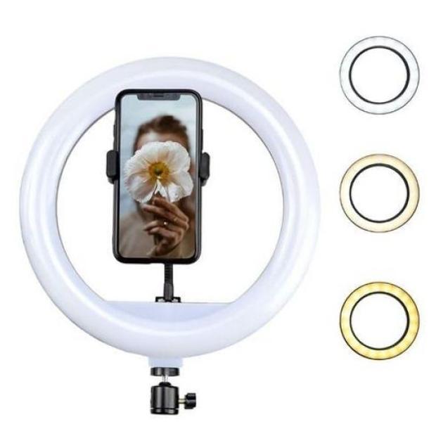 Студійне світло, кільцева світлодіодна Led лампа А-200 20 см Ring Fill с затискачем для телефона, фото 1