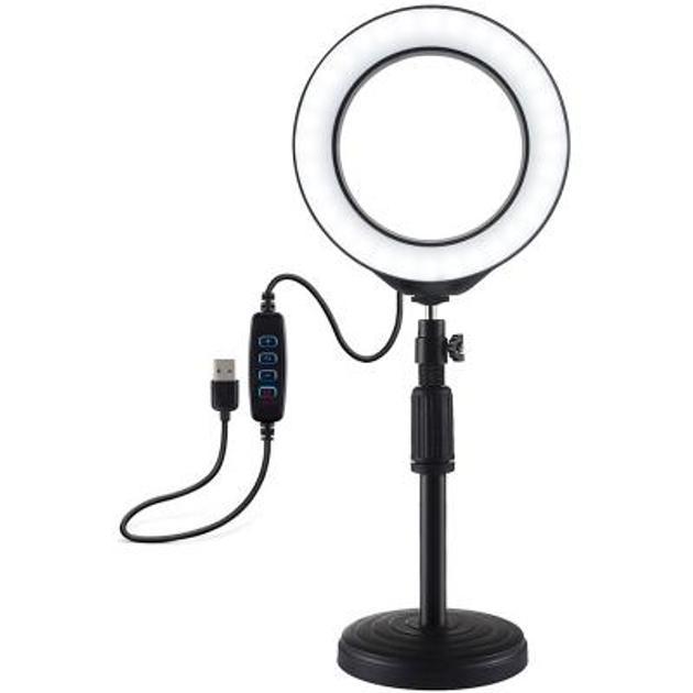 Студійне світло, набір блогера Puluz Ring USB LED lamp 6.2" + table mount 18-28 см, фото 1