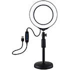 Студійне світло, набір блогера Puluz Ring USB LED lamp 6.2" + table mount 18-28 см