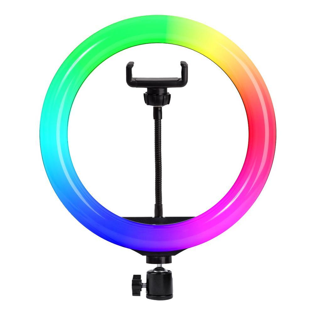 Студійне світло, кільцева світлодіодна Led лампа СRYSTAL RGB 20cм із затискачем для телефону, фото 1