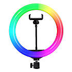 Студійне світло, кільцева світлодіодна Led лампа СRYSTAL RGB 20cм із затискачем для телефону