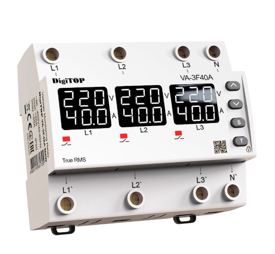 Реле напруги з контролем струму VA-3F40A M6W 4820118381725